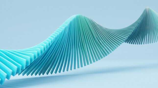 Abstract blue and green wave pattern made of parallel lines in a modern design