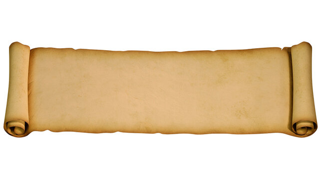 Vintage aged parchment paper scroll with curled edges