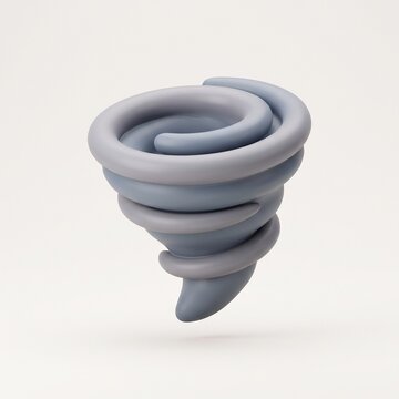 Stylized 3d tornado icon spinning on white background