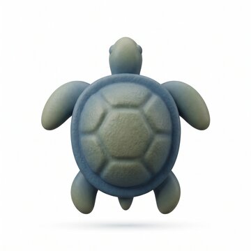 Green 3d turtle icon top view on white background