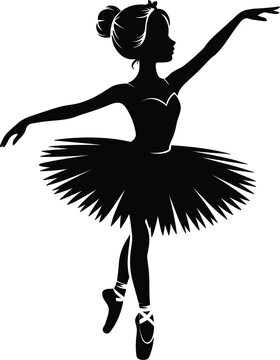 Silhouette of a ballerina in a tutu performing a graceful ballet pose Keywords: silhouette, ballerina, ballet, dancer, tutu, pose, graceful