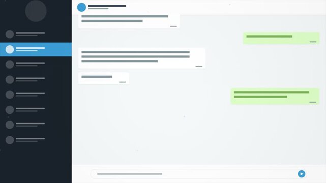 Animated flat design messaging app interface with chat bubbles