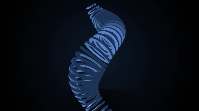 Blue winding helical spring and coiled tube loop