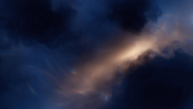 Sunlight Breaking Through Dark Dramatic Storm Clouds