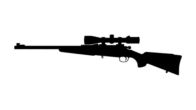 Hunting rifle silhouette with telescopic sight for target shooting