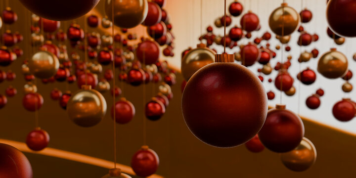 Large matte 3D Christmas ball against a bright glow