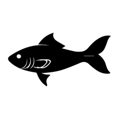 Obraz premium Black fish silhouette icon on white background