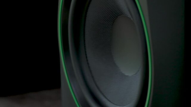 Close Up of Black Subwoofer Speaker