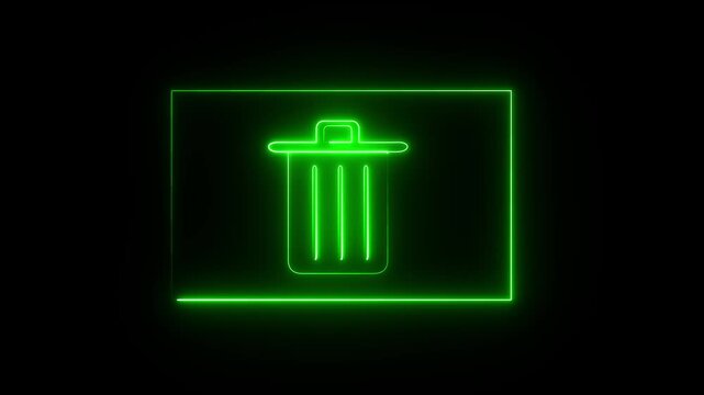 A glowing green trash can or delete icon, which is commonly used to represent deleting items, clearing trash, or recycling.