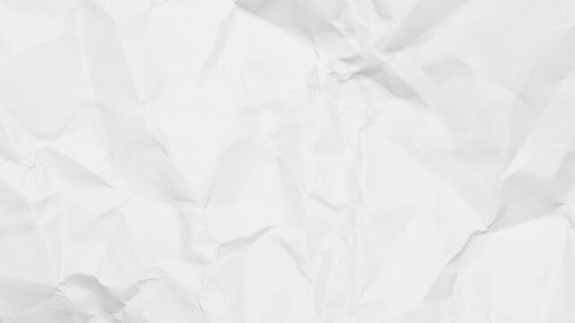 Crumpled paper animation,, white texture animation, White crumpled paper stop motion background texture. Paper texture background loop, grunge texture background.  Stop motion animation.