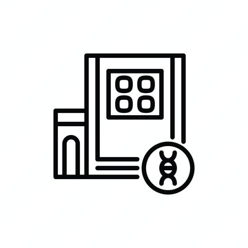 DNA and RNA purification system thin line icon representing nucleic acid extraction, genetic material isolation, molecular biology, laboratory automation, and genomic research. Vector illustration.