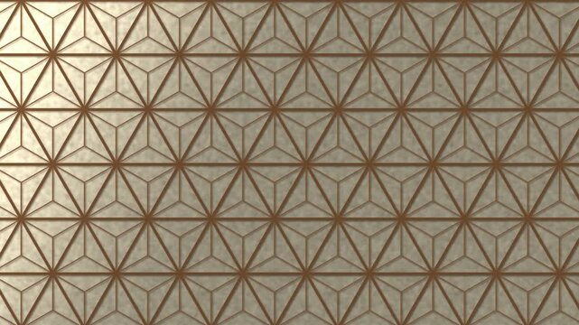 Japanese kumiko wooden lattice with warm light passing behind seamless loop 4K