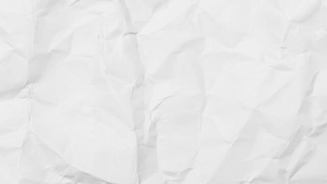 Crumpled paper animation,, white texture animation, White crumpled paper stop motion background texture. Paper texture background loop, grunge texture background.  Stop motion animation.