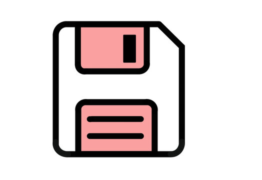 Pink floppy disk icon for saving data