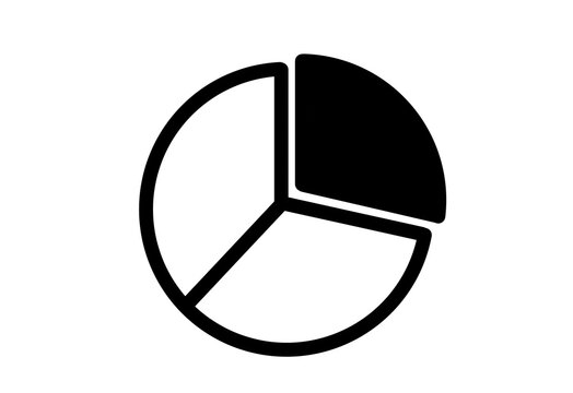 Pie chart icon divided into three parts with a black segment
