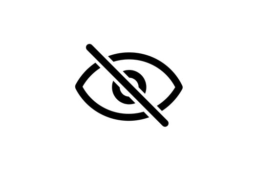 Hidden eye icon with a slash for invisible or private