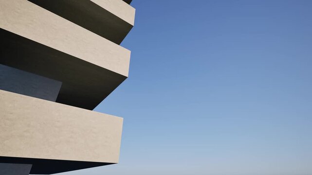 Building wall blue clear sky future architecture 4k