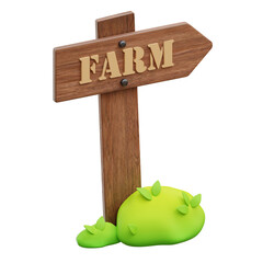 3D farm wooden signpost pointing towards countryside agriculture navigation rural way © Rakata