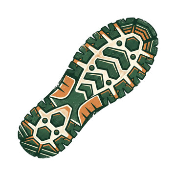 Retro vector illustration of a boot tread sole isolated transparent background