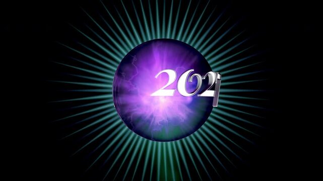 Happy New Year 2027 Plasma Ball 3D Animation Background Loop