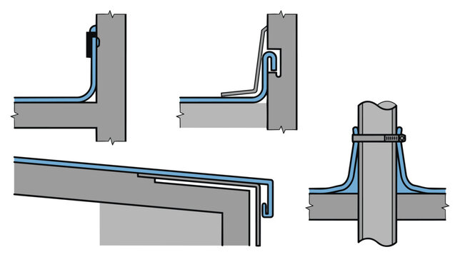 Waterproofing Edge and Wall Junction Icons &ndash; 2D Construction CAD Set