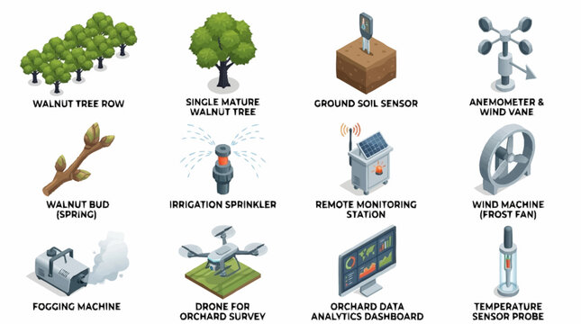 Industrial Smart Orchard Management Tools Illustrated Guide to Walnut Farming Equipment and Sensors