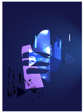 Abstract Gradient Blue Cyan Teal Glow Geometric Background Poster Template