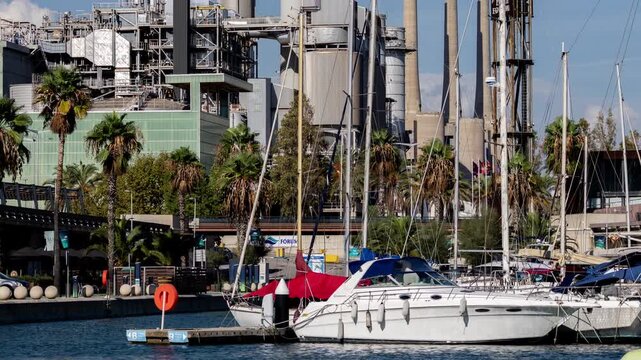 timelapse shot of the port forum in barcelona spain