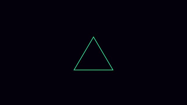Minimalist neon triangle shape pulsing animation on black background, for modern motion, and abstract visual