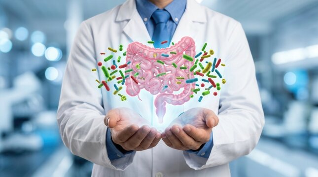 Intestinal bacteria shown as a visual representation of the human gut microbiome