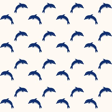 jumping dolphin silhouettes on a cream background. Minimalist nautical vector illustration for textiles, wallpaper, and prints.
