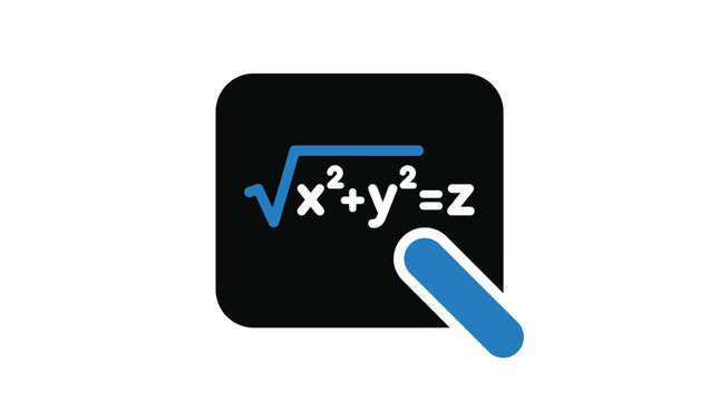 Mathematical equation icon featuring complex square root formulas inside dark rounded square shape