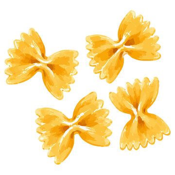Hand Drawn Illustration Italian Food Farfalle Pasta Butterfly