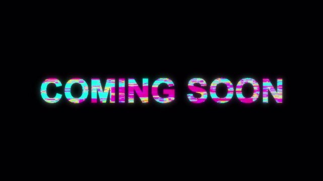 Coming Soon Digital Glitch Typography Animation, RGB Split Coming Soon Announcement Text, Coming Soon Glitch Text with RGB Distortion