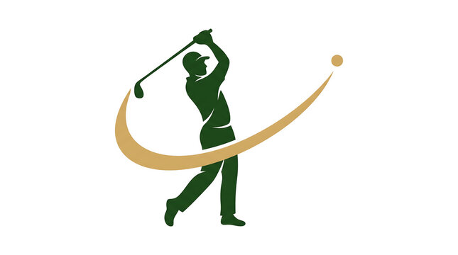 Dynamic Silhouette Illustration of a Male Golfer Swinging a Club for Sport and Leisure.