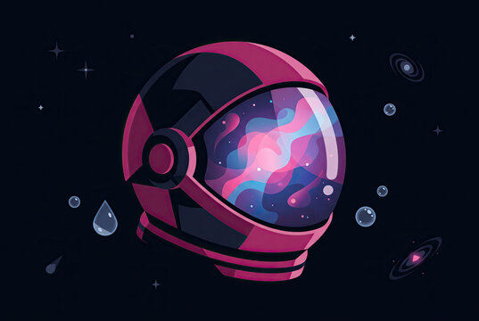 Pink Astronaut Helmet With Colorful Galaxy Visor Reflection