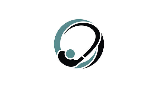 Abstract circular logo design with a stylized golf club and ball element.