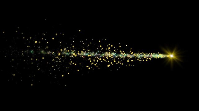 Retro magical sparkle line, white glitter star shower, glowing fairy wand trail, luminous pixie dust, luxury starlight motion, black background, seamless. 4k loop
