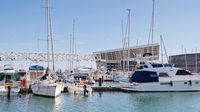shot of the port forum in barcelona spain
