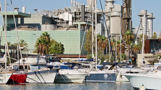 shot of the port forum in barcelona spain