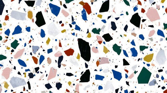 Seamless terrazzo pattern with colorful marble stone chips