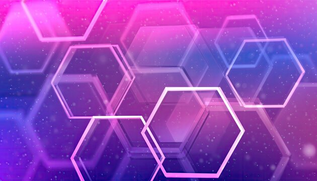 Abstract Hexagonal Geometric Pattern with Neon Glow Effect.