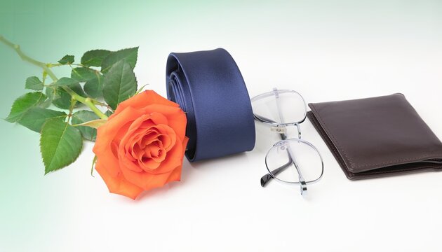 Elegant Fathers Day Gift Set with Rose and Accessories.
