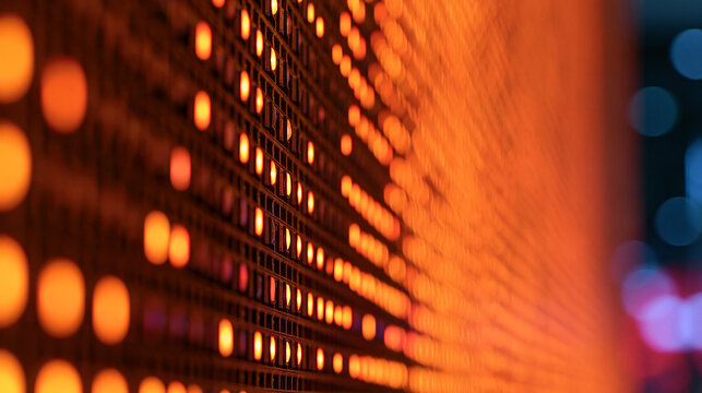 Abstract glowing orange led display board pattern
