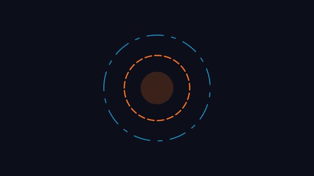 Minimalist hud loading animation with rotating concentric dashed circles and central core for ui interface
