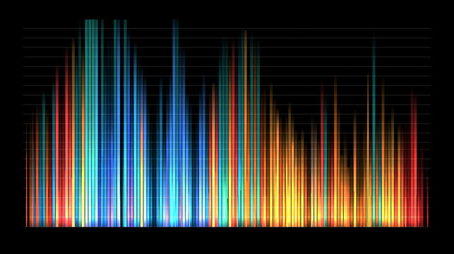 Colorful audio spectrum analyzer displaying vibrant vertical bars