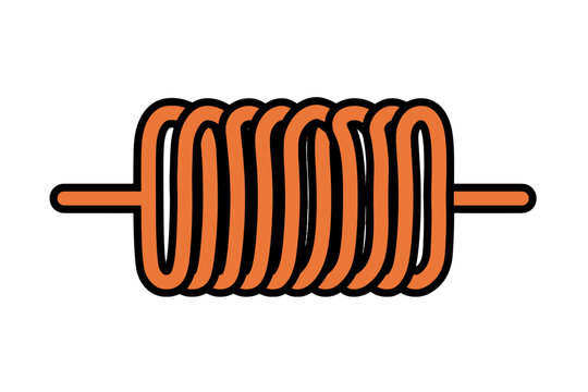 Copper wire coil inductor with spiral windings for electronics and electromagnetism