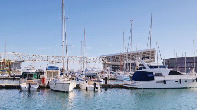 shot of the port forum in barcelona spain