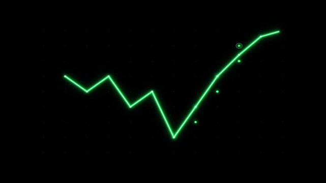 Crypto stock line animation showing market growth and decline. 4k