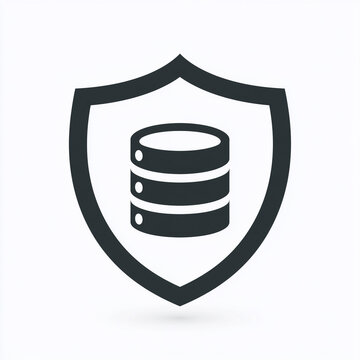 Shield icon with database symbol for data security and protection